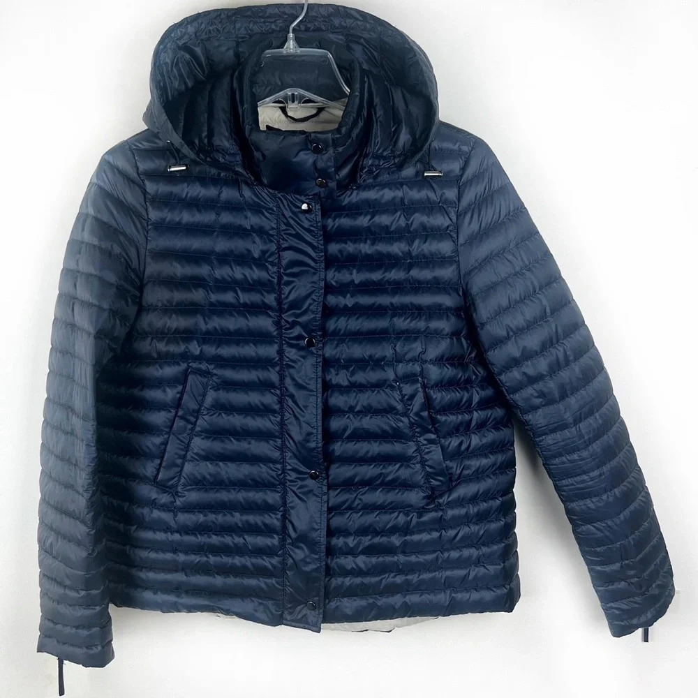 Zara Dark Blue Hooded Puffer Coat